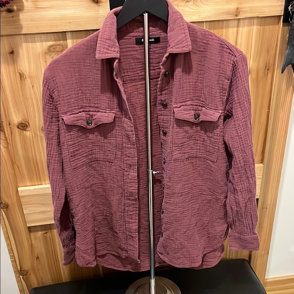 Madewell Women's Textured Plum Button Down Shirt